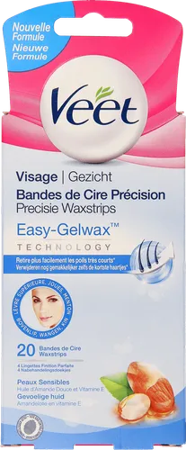 Veet Easy-Gelwax Technology, Plastry z woskiem do depilacji twarzy do skóry wrażliwej