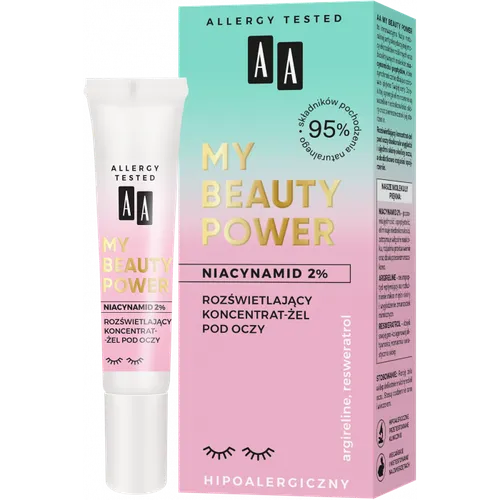 AA My Beauty Power, Niacynamid 2% Rozświetlający koncentrat-żel pod oczy