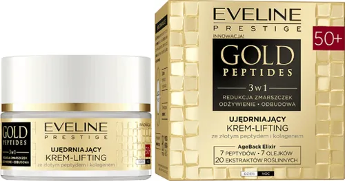 Eveline Cosmetics Gold Peptides, Ujędrniający krem-lifting ze złotym peptydem i kolagenem na dzień i na noc 50+