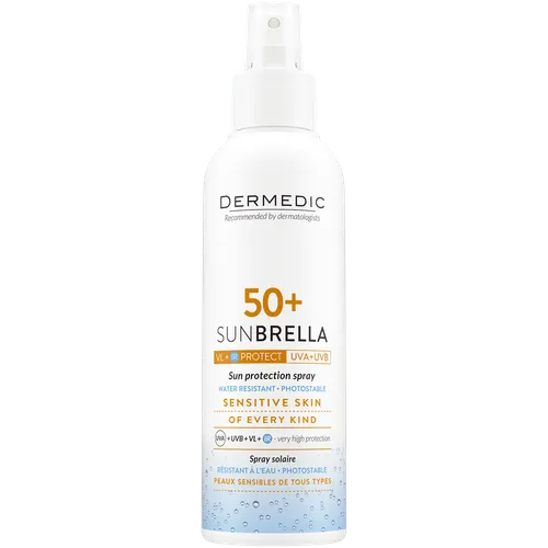 Dermedic Sunbrella, Spray ochronny do ciała SPF 50 + UVA + UVB + VL + IR