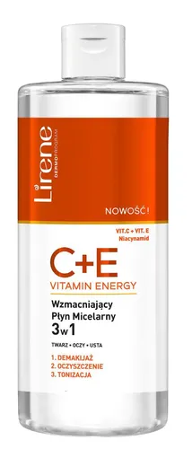 Lirene Dermoprogram C+E Vitamin Energy, Wzmacniający płyn micelarny 3w1