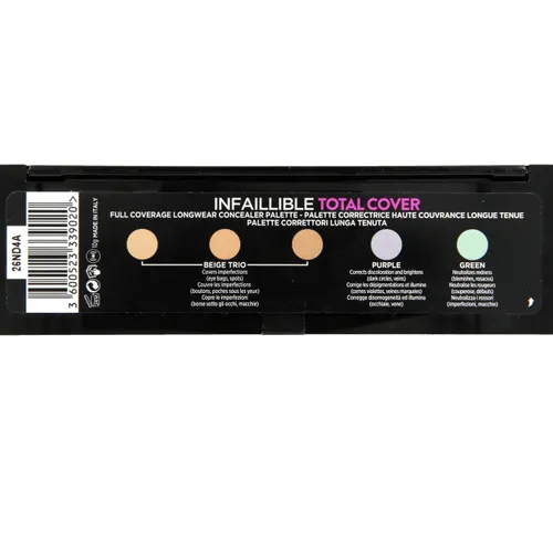 L'Oreal Paris Infallible, Total Cover, Full Coverage Longwear Concealer Palette (Paleta korektorów) - 2
