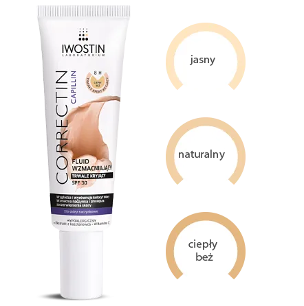 Iwostin Correctin Capillin, Fluid wzmacniający trwale kryjący dla skóry naczynkowej SPF 30