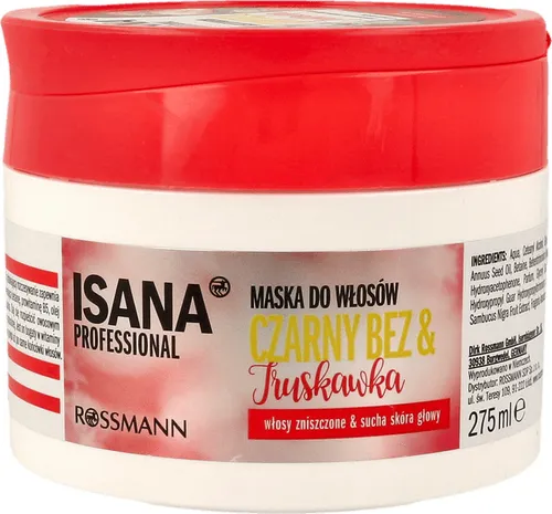 Isana Professional, Maska do włosów zniszczonych i suchej skóry głowy `Czarny Bez & Truskawka`