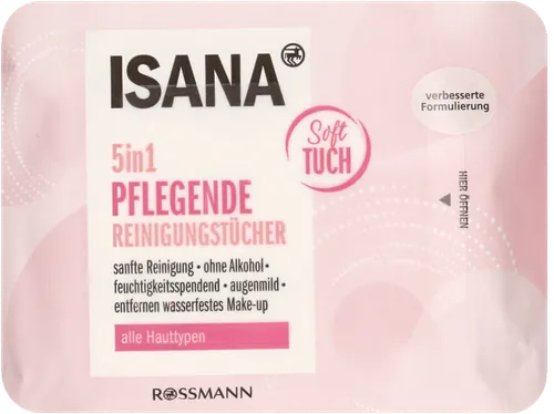 Isana 5 in 1 Pflegende Reinigungstucher (Chusteczki oczyszczające do wszystkich rodzajów skóry)