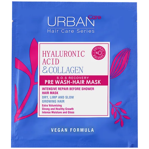 Urban Care Hair Care Series, Hyaluronic Acid & Collagen, S.O.S. Recovery Pre-Wash Hair Mask (Nawilżająca maska do włosów)