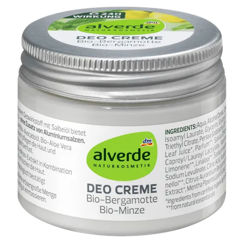 Alverde Deo Creme Deodorant Bio-Bergamotte & Bio-Minze (Dezodorant w kremie `Bergamotka i mięta`)