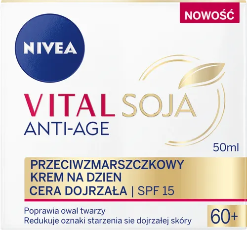 Nivea Vital Soja Anti-age, Przeciwzmarszczkowy krem na dzień cera dojrzała 60+ SPF 15
