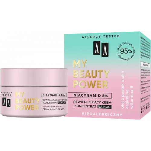 AA My Beauty Power,  Rewitalizujący krem-koncentrat na noc `Niacynamid 5%`