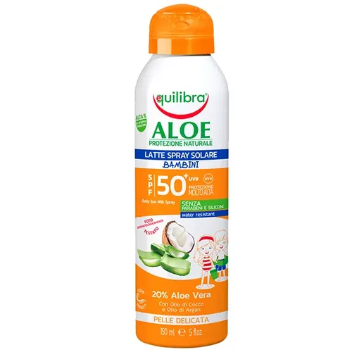 Equilibra Kids, Aloe Latte Spray Solare SPF 50 (Mleczko do opalania dla dzieci w sprayu)