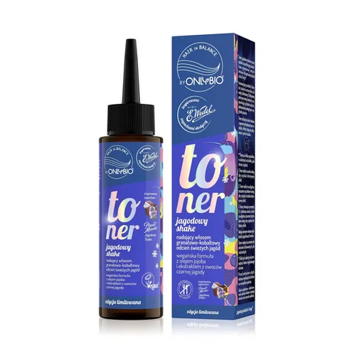 OnlyBio OnlyBio x Wedel, Hair in Balance, Ptasie Mleczko Jagodowy Shake, Toner nadający włosom granatowo-kobaltowy odcień świeżych jagód