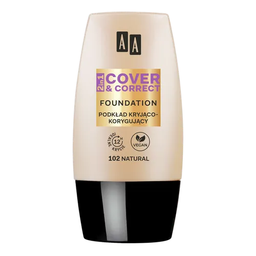 AA Make Up, 2 in 1 Cover & Correct Foundation  12h (Podkład kryjąco-korygujący (nowa wersja))