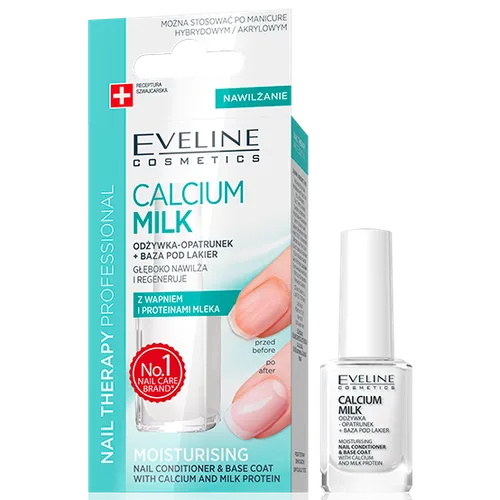 Eveline Cosmetics Nail Therapy Professional, Calcium Milk, Nawilżająca odżywka do paznokci z wapniem i proteinami mleka - 1
