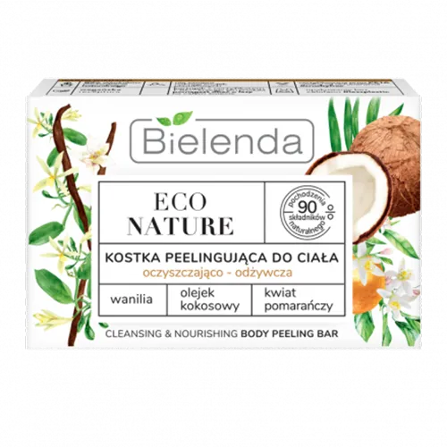 Bielenda Eco Nature, Oczyszczająco - odżywcza kostka peelingująca do ciała `Wanilia + olejek kokosowy + kwiat pomarańczy`