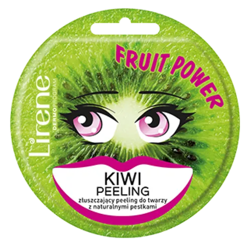 Lirene Dermoprogram Fruit Power, Złuszczający peeling do twarzy z naturalnymi pestkami `Kiwi`