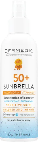 Dermedic Sunbrella Baby, Mleczko ochronne w sprayu SPF 50+, VL, IR od 6. miesiąca życia - 1