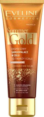 Eveline Cosmetics Summer Gold, Ekspresowy samoopalacz w żelu do twarzy i ciała 3 w 1 - 1