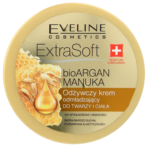 Eveline Cosmetics Extra Soft, Bio argan i olejek manuka, Odżywczy krem odmładzający do twarzy i ciała