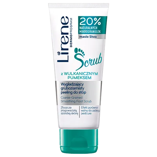 Lirene Dermoprogram Scrub, Wygładzający gruboziarnisty peeling do stóp z wulkanicznym pumeksem
