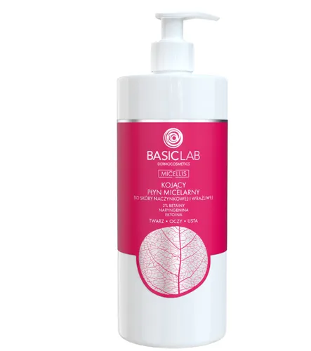BasicLab Dermocosmetics Micellis, Kojący płyn micelarny do skóry naczynkowej i wrażliwej (nowa wersja)