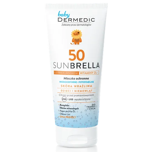 Dermedic Sunbrella Baby, Mleczko ochronne SPF 50 od 1. miesiąca życia z prekursorem witaminy D3 - 2