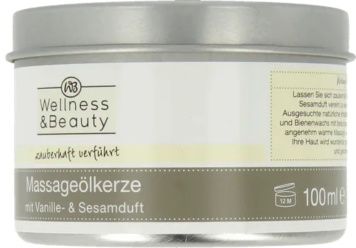 Wellness & Beauty Massageölkerzemit Vanille und Sesamduft (Świeca olejowa do masażu `Wanilia i sezam`)