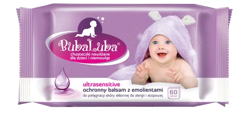 Luba Buba Ultrasensitive, Chusteczki nawilżane dla dzieci i niemowląt, ochronny balsam z emolientami