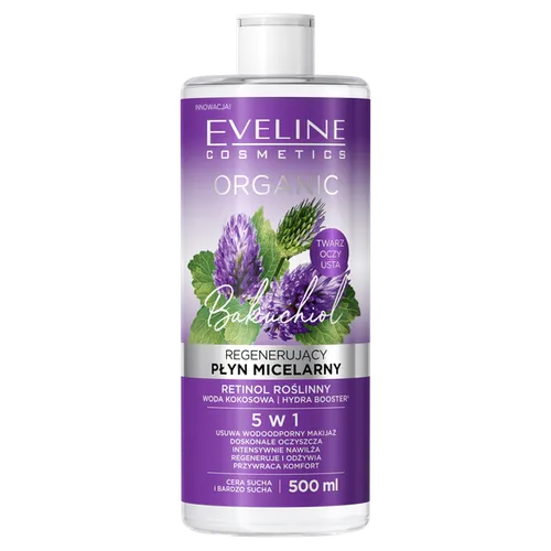 Eveline Cosmetics Organic, Regenerujący płyn  micelarny 5 w 1`Bakuchiol `