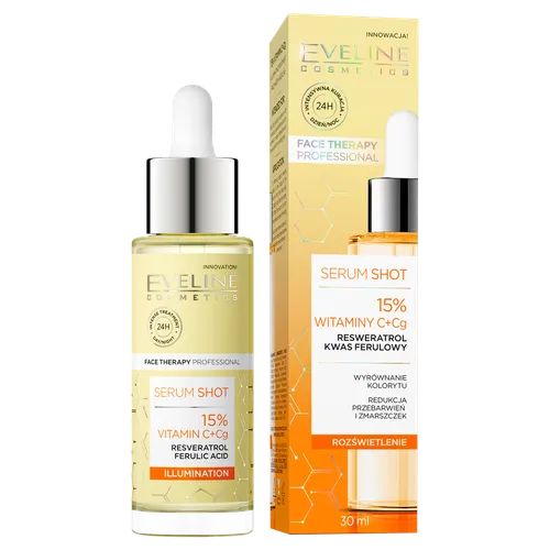 Eveline Cosmetics Face Therapy Professional, Serum Shot `15% Witaminy C+Cg, resweratrol i kwas ferulowy`