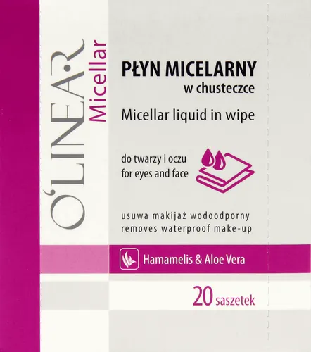 O'linear Micellar Liquid in Wipe for Eyes and Face (Płyn micelarny w chusteczce do twarzy i oczu)