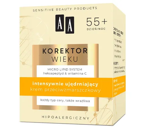 AA Korektor Wieku, Intensywnie ujędrniający krem przeciwzmarszczkowy 55+