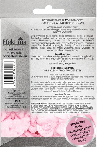 Efektima Hialu Rose, Hydrogel Eye Pads (Hydrożelowe płatki na zmarszczki i "worki" pod oczami) - 2