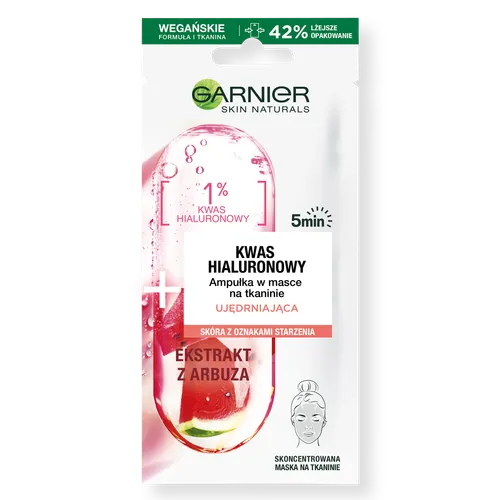 Garnier Skin Naturals, Ampułka w masce na tkaninie ujędrniająca z kwasem hialuronowym i ekstraktem z arbuza