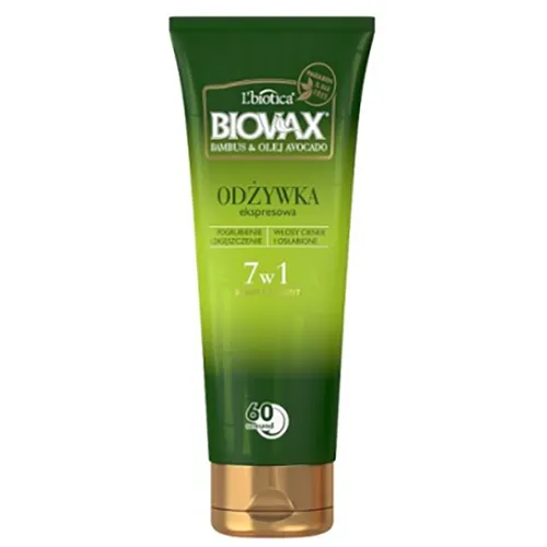 L'biotica Biovax Bambus i olej awokado, Odżywka ekspresowa 7 w 1 do włosów cienkich i osłabionych