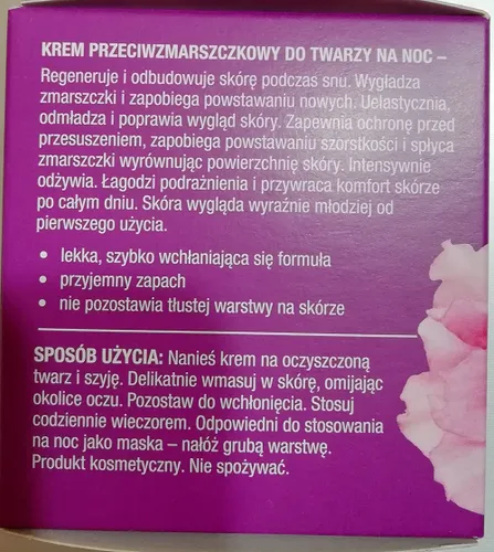 Cien Food for Skin, Krem do twarzy przeciwzmarszczkowy na noc `Odmłodzenie z dziką różą` - 4