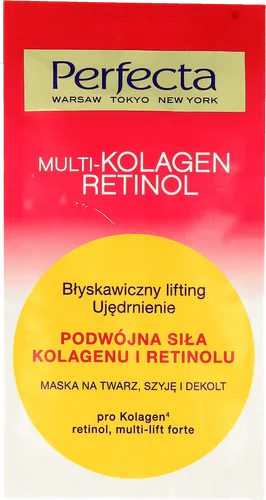 Perfecta Multi-kolagen Retinol, Podwójna siła kolagenu, Maska na twarz, szyję i dekolt