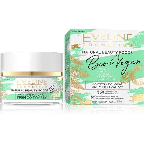 Eveline Cosmetics Natural Beauty Foods Bio Vegan, Aktywnie matujący krem do twarzy 3 w 1