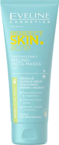 Eveline Cosmetics Perfect Skin. Acne, Mikrozłuszczający peeling-pasta-maska 3w1