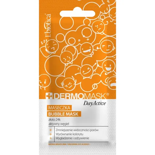 L'biotica Dermomask Day Active Bubble Mask, Maseczka z aktywnym węglem i 24k złotem