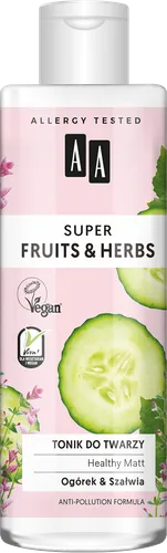 AA Super Fruits & Herbs, Tonik do twarzy `Ogórek & szałwia`