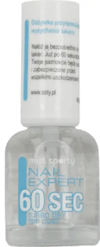 Miss Sporty Nail Expert, 60 sec Turbo Dry Top Coat (Odżywka przyspieszająca wysychanie lakieru (nowa wersja))