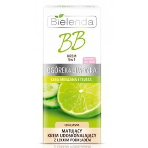 Bielenda Ogórek i Limonka, BB Krem 5w1, Matujący krem udoskonalający z lekkim podkładem do cery mieszanej i tłustej
