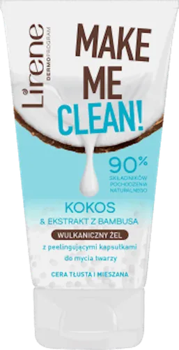 Lirene Dermoprogram Make Me Clean!, Wulkaniczny żel do twarzy `Kokos i ekstrakt z bambusa`