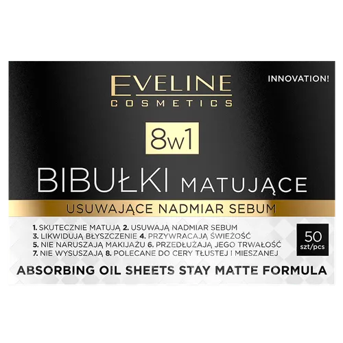 Eveline Cosmetics Bibułki matujące usuwające nadmiar sebum 8w1