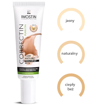 Iwostin Correctin Purritin, Fluid matujący trwale kryjący dla skóry trądzikowej SPF 30 - 1