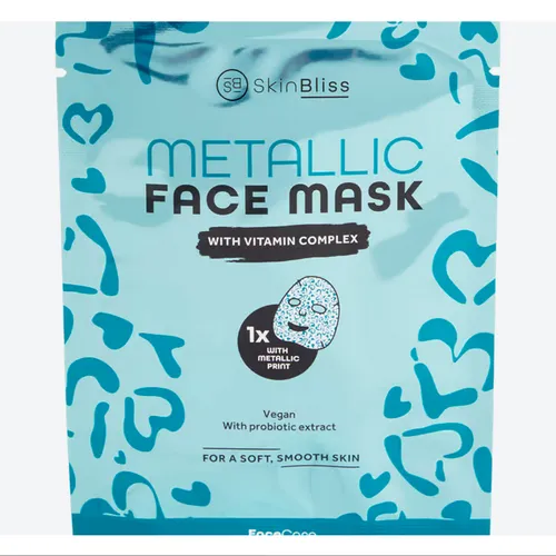 Action Skin Bliss, Metallic Face Mask with Probiotic Extract (Maska do twarzy w płachcie)