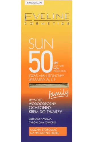 Eveline Cosmetics Sun, Wysoko wodoodporny ochronny krem do twarzy SPF 50