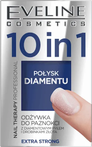 Eveline Cosmetics Nail Therapy Professional, Odżywka do paznokci z diamentowym pyłem i drobinkami złota `Połysk diamentu`