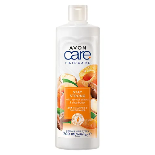 Avon Care, Haircare, Stay Strong with Apricot Extract & Shea Butter, 2in1 Shampoo & Conditioner (Szampon i odżywka 2w1 z ekstraktem z moreli i masłem shea)