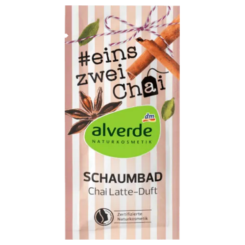 Alverde Eins Zwei Chai, Schaumbad Chai Latte Duft (Bąbelkowy płyn do kąpieli)